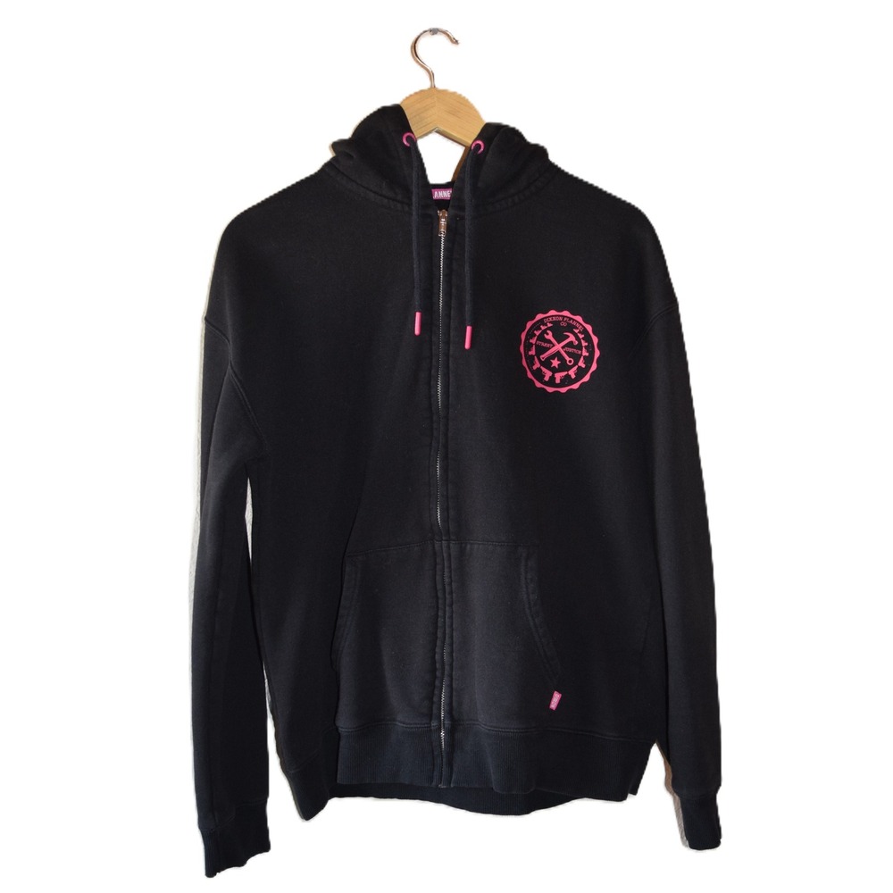 Dixxon Flannel Co Zip Hoodie Women XL Black Pink Street Justice Graphic Exc